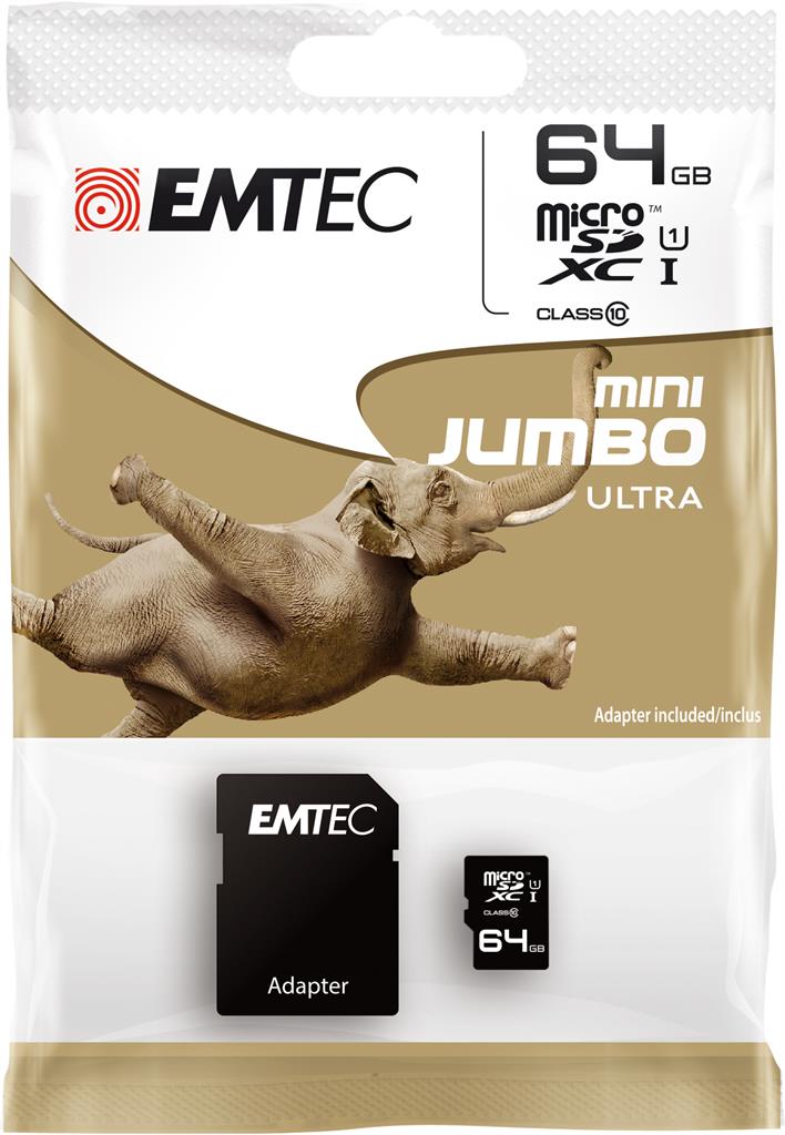 EMTEC micro SDXC karta 64GB Class 10 |45MB/ 14MB/s||+ adaptÃ©r