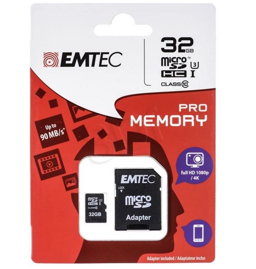 Emtec memory card microSDHC 32GB Class 10 Pro UHS-I U3 (90MB/s, 80MB/s)