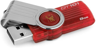 Kingston DataTraveler 101 G2 8GB USB 2.0 flashdisk s otoÄ. konektorem, ÄervenÃ½