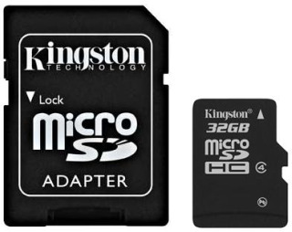 Kingston Micro SDHC karta 32GB Class 4 + adaptÃ©r