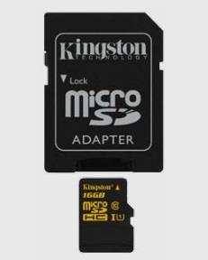 Kingston Micro SDHC karta 16GB Class 10 UHS-I (ÄtenÃ­/zÃ¡pis;90/45MB/s) + adaptÃ©r