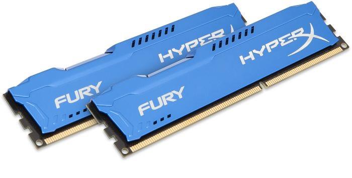 HyperX Fury 8GB (Kit 2x4GB) 1600MHz DDR3 CL10 DIMM, modrÃ½ chladiÄ