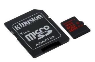 Kingston Micro SDHC karta 32GB UHS-I Class 3 (ÄtenÃ­/zÃ¡pis;90/80MB/s) + adaptÃ©r