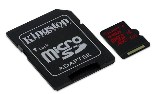 Kingston microSDXC karta 64GB UHS-I Class 3 (ÄtenÃ­/zÃ¡pis;90/80MB/s) + adaptÃ©r