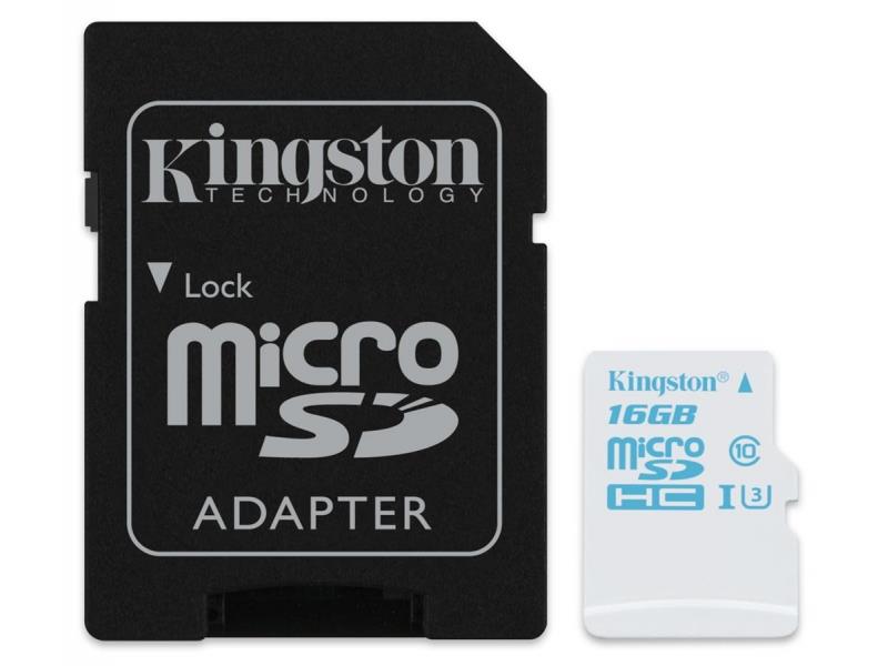 Kingston micro SDHC 16GB UHS-I U3 Action Card, 90R/45W + SD